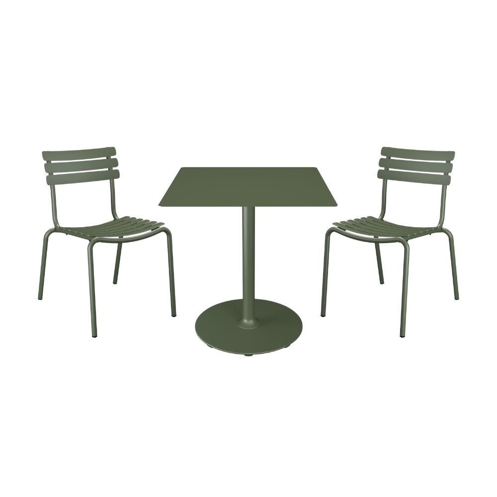 Pico Cafe Table with 2 Alua Dining Chairs - Green