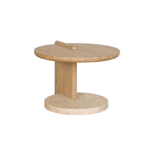 Leo Small Coffee Table - Oak End Grain - Creme Marble