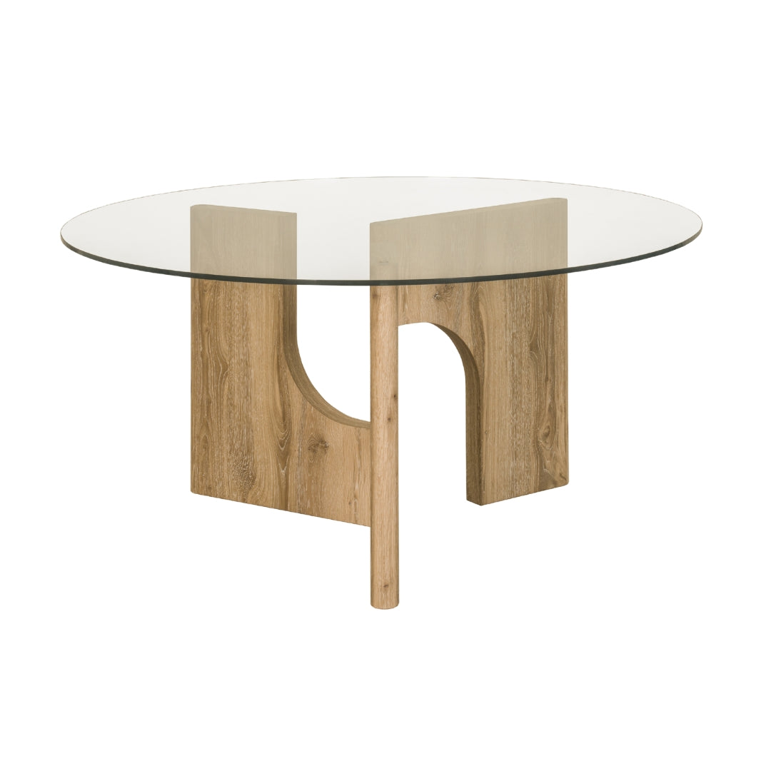 Floema Round Dining Table with Glass Top