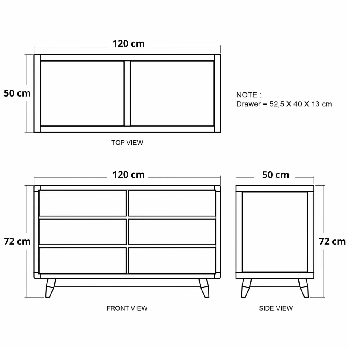 120cm x 72cm x 50cm