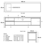 Diagram of a cabinet with dimensions.