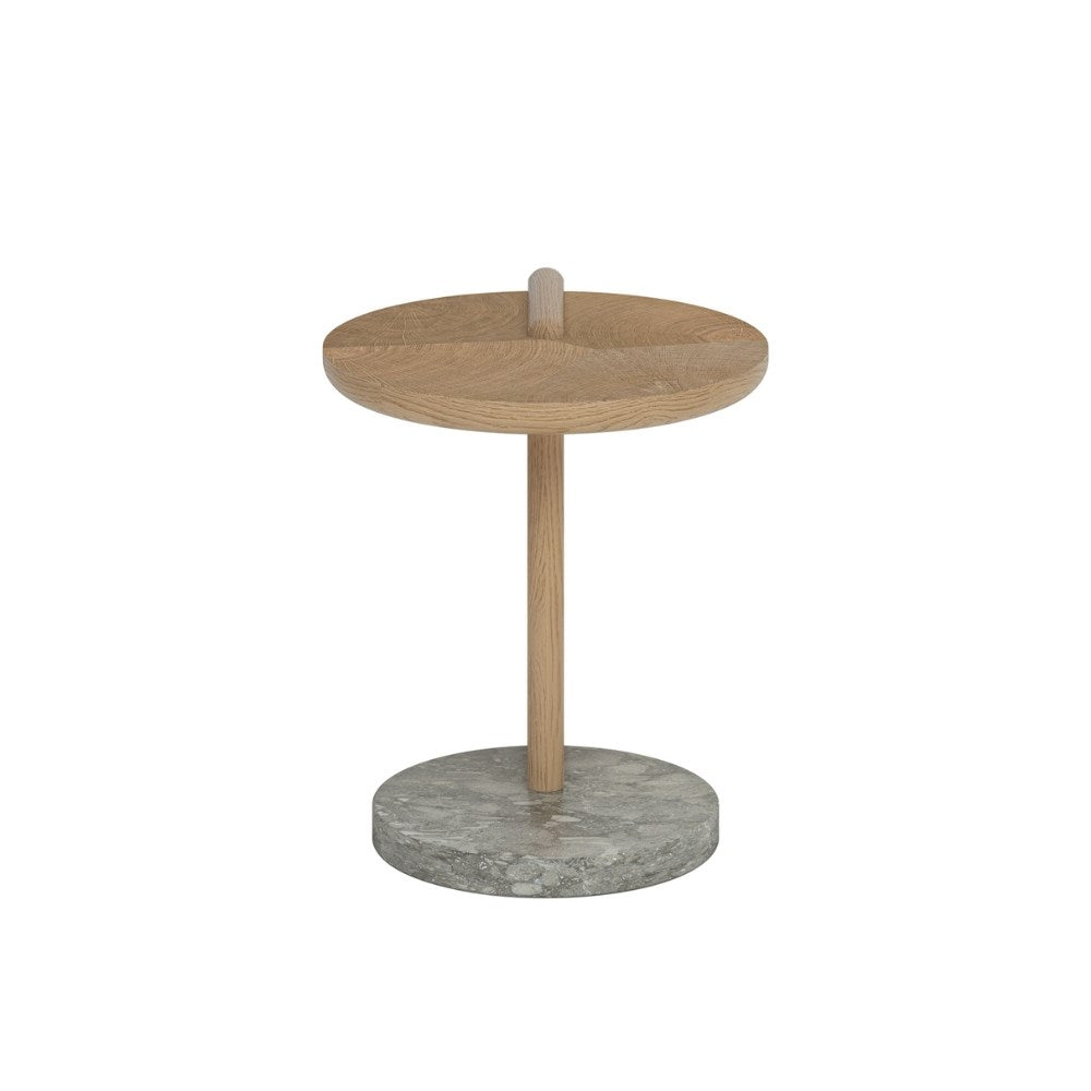 Leo End Table - Oak End Grain - Grey Marble