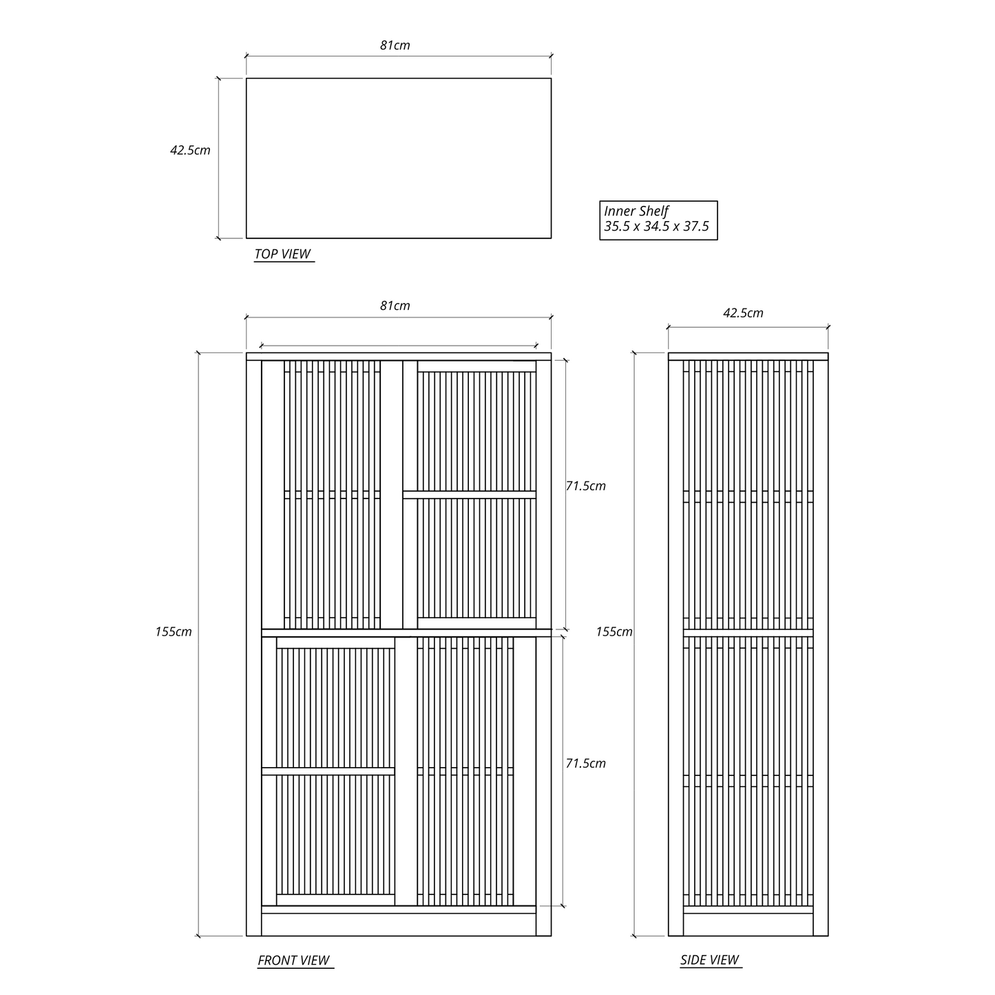 Ray Open Tall Cabinet - Teak