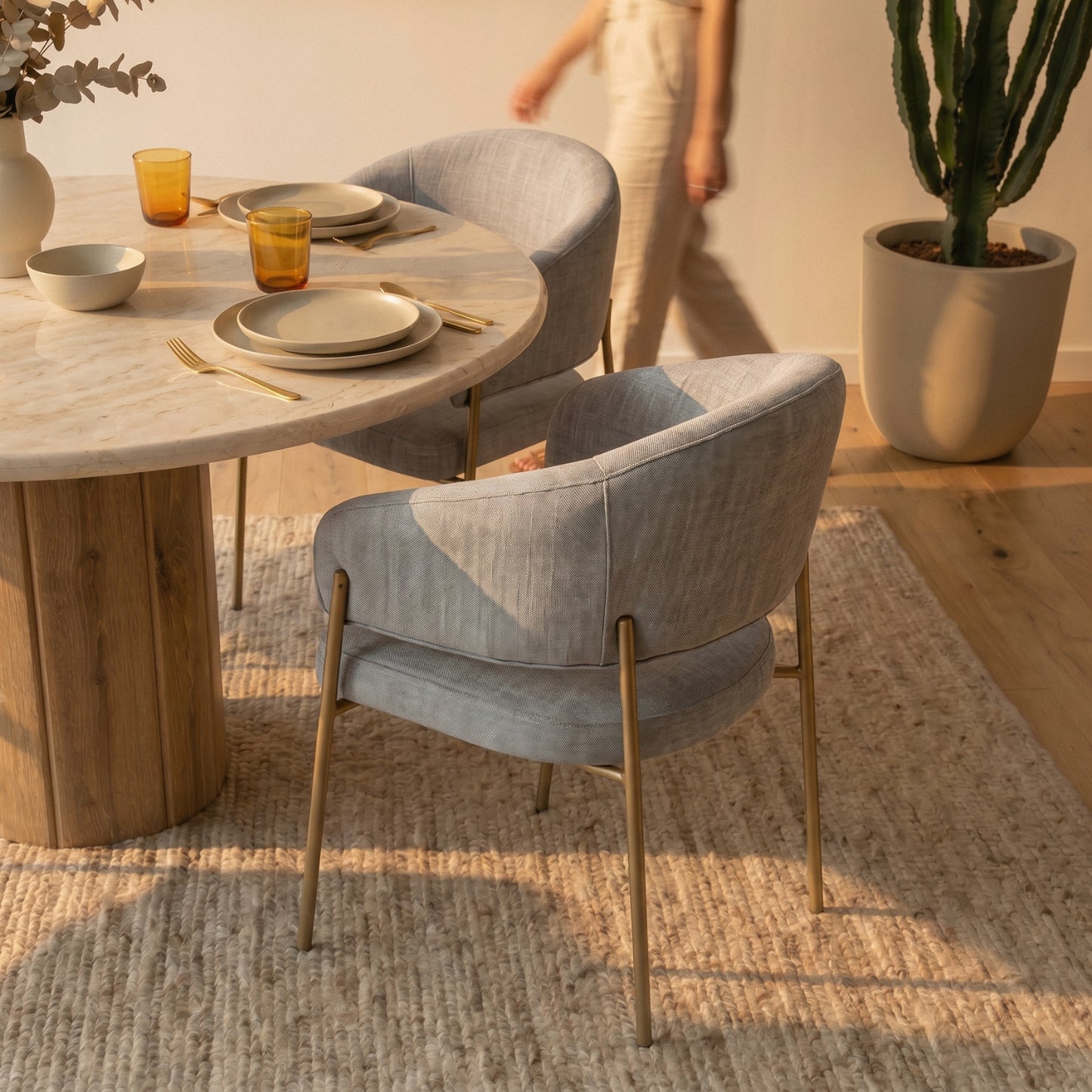 Hanna Dining Chair Silver Upholstery