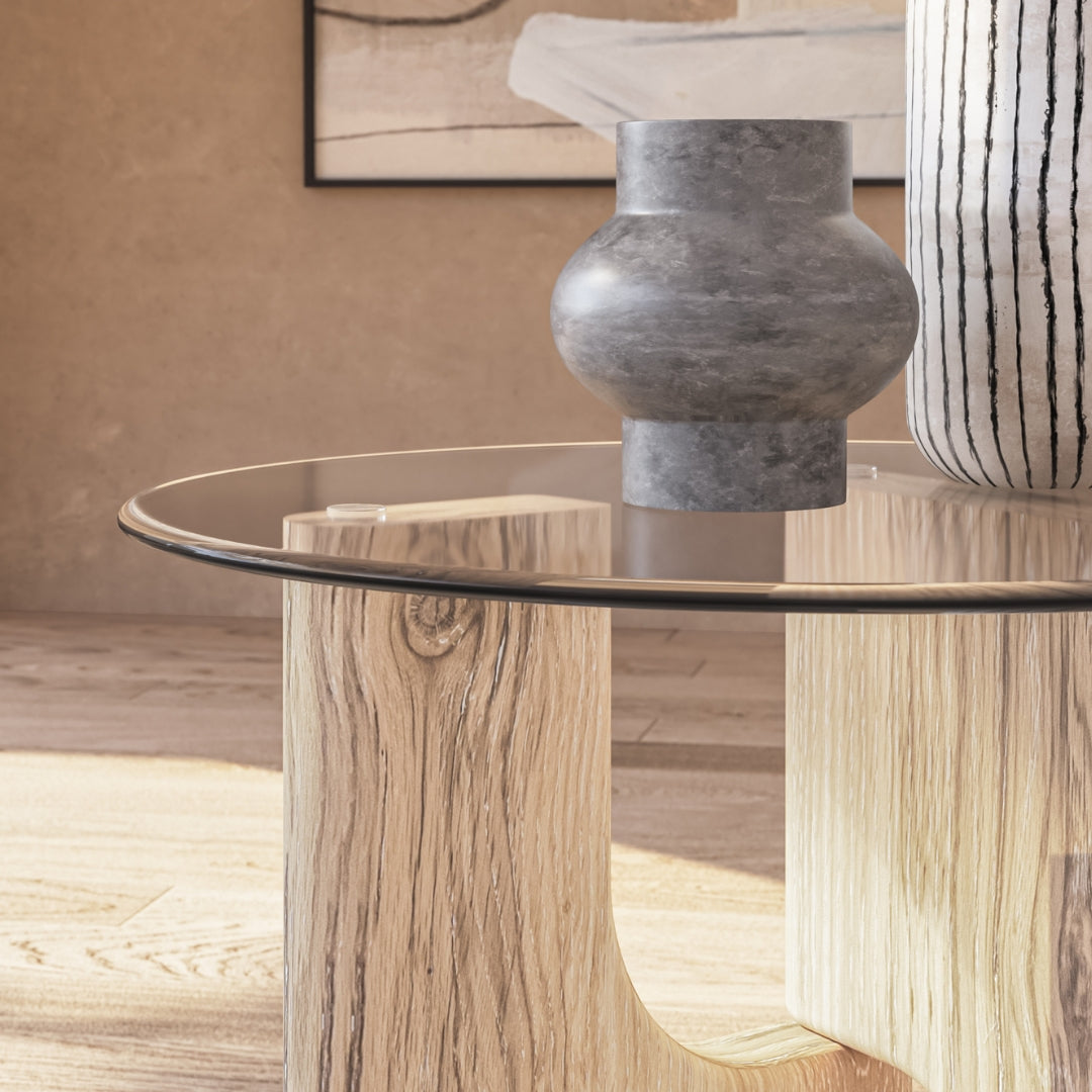 Floema End Table with glass top