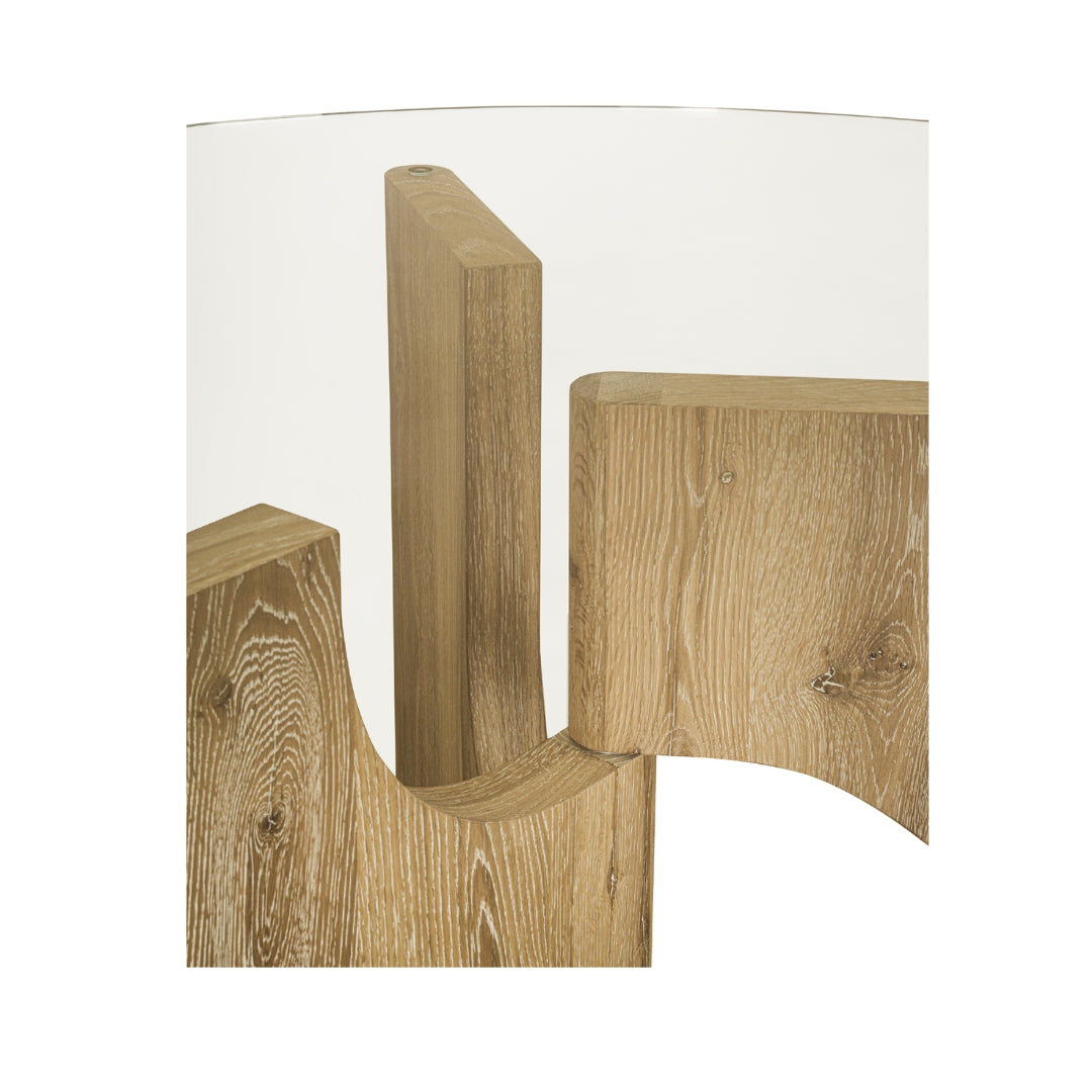 Floema Round Dining Table with Glass Top