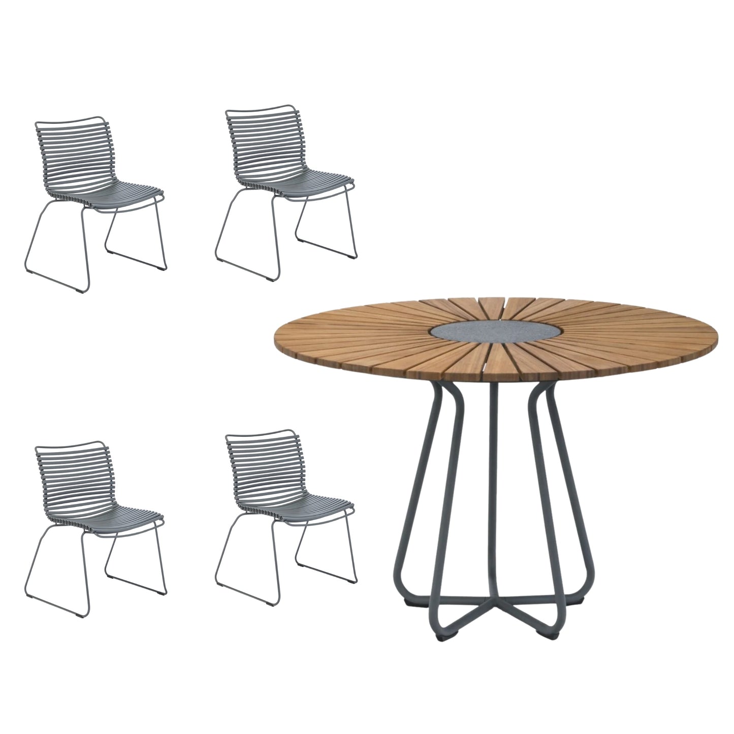 4 Seater Click & Circle Outdoor Dining Set - Dark Grey