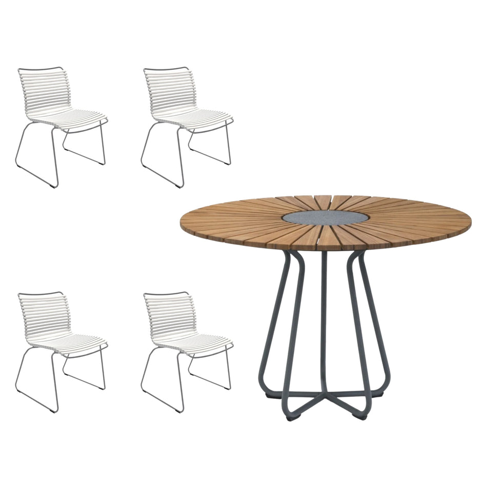 4 Seater Click & Circle Outdoor Dining Set - Muted White