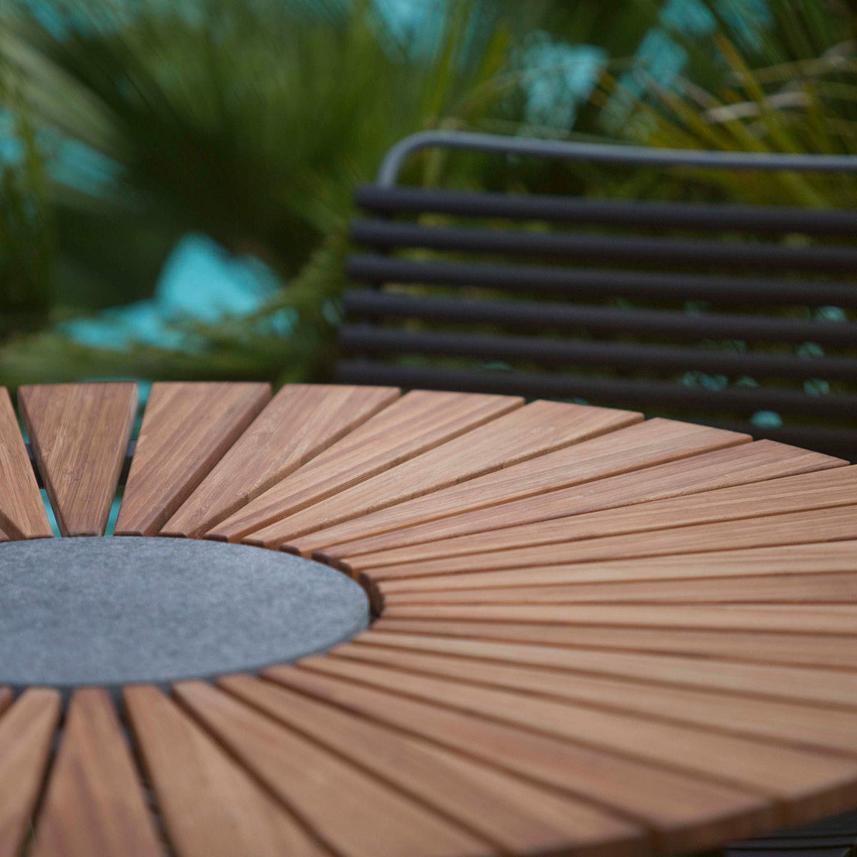 Black outdoor dining set with circle table