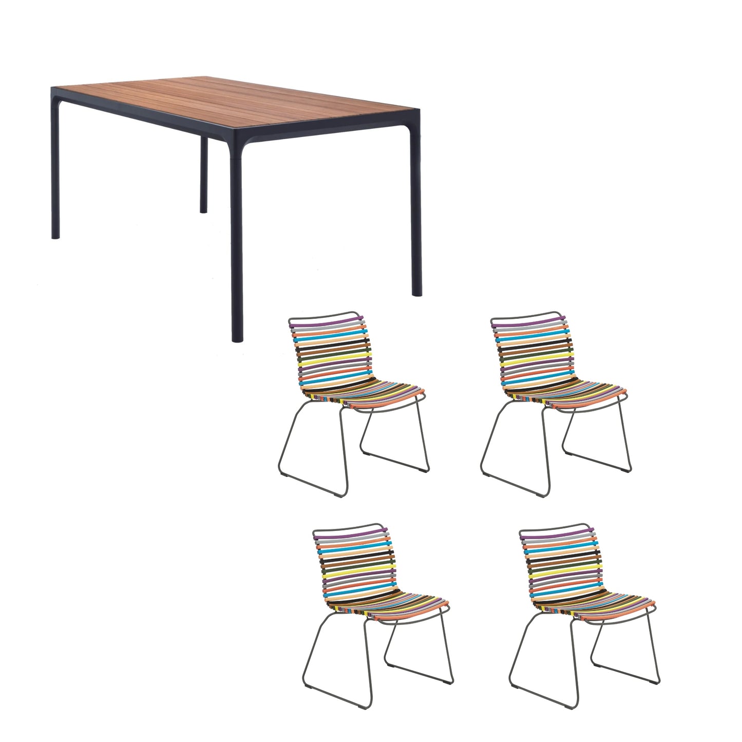 4 Seater Click & Four Outdoor Dining Set - Multi Dynamic Colour