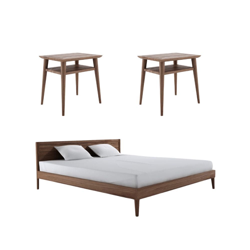 Modern bedroom set with bed and nightstands