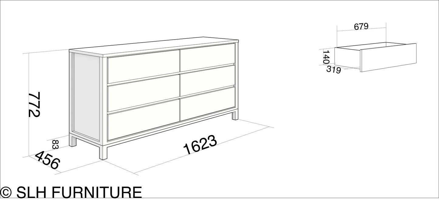 1623mm wide, with detailed measurements.