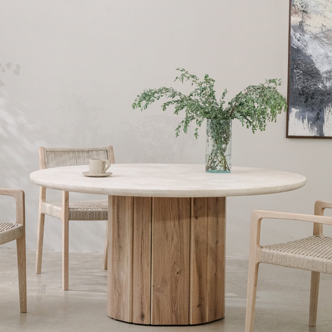 Calibre Round Dining Table with marble top