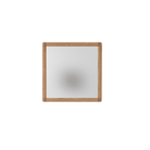 Square mirror with wooden frame.