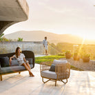 Outdoor seating set overlooking mountain view