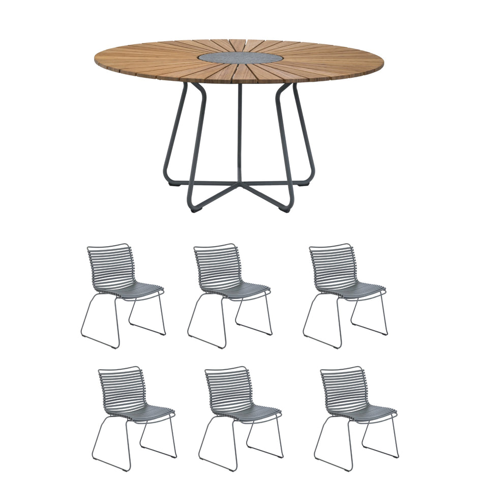 6 Seater Click & Circle Outdoor Dining Set - Dark Grey