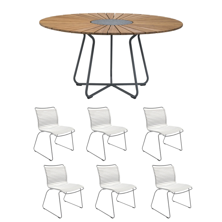 6 Seater Click & Circle Outdoor Dining Set - Muted White