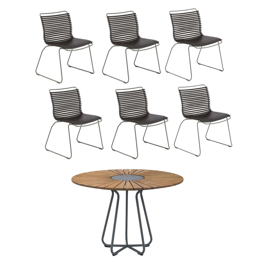 6 Seater Click & Circle Outdoor Dining Set - Black