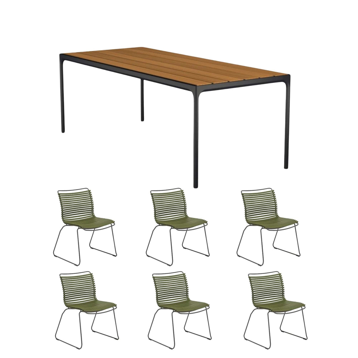 6-Seater Olive Green Outdoor Dining Set