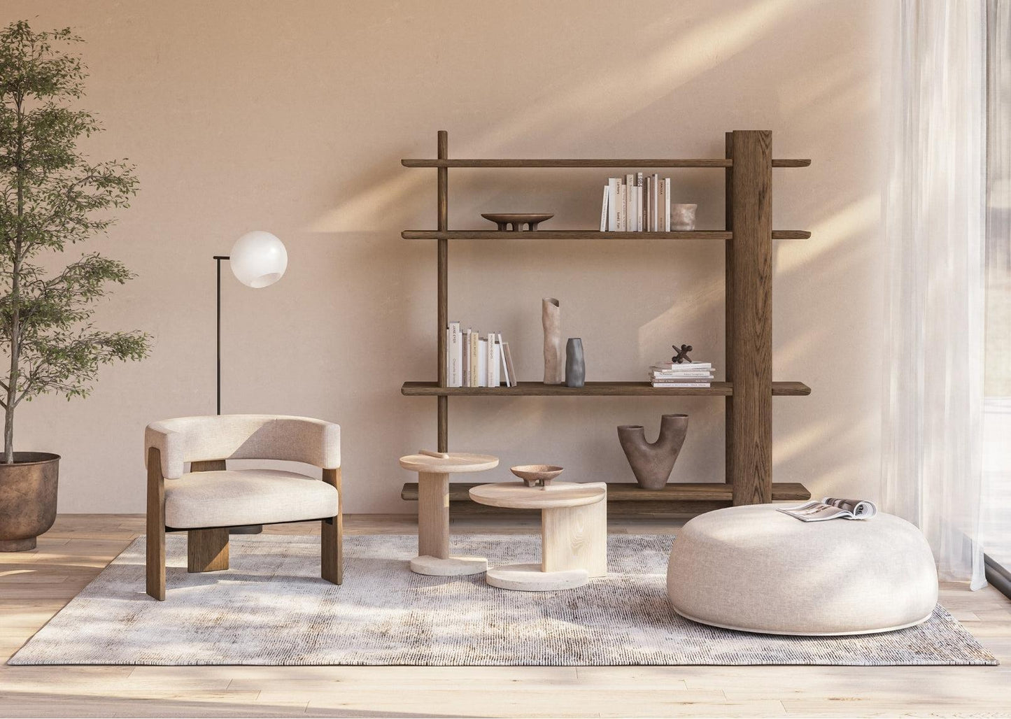 Leo End Table - Natural - Creme Marble