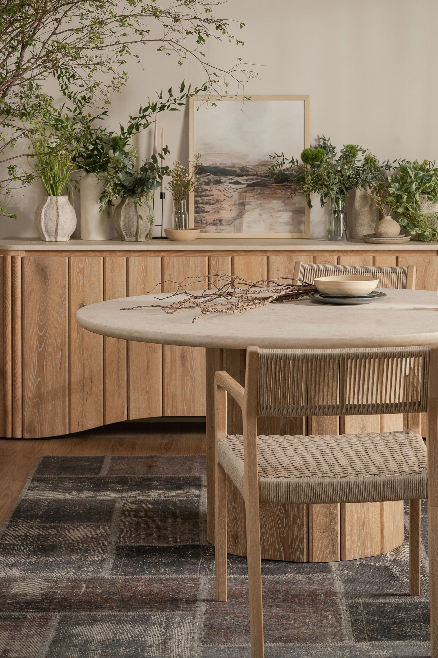 Calibre Round Dining Table with marble top