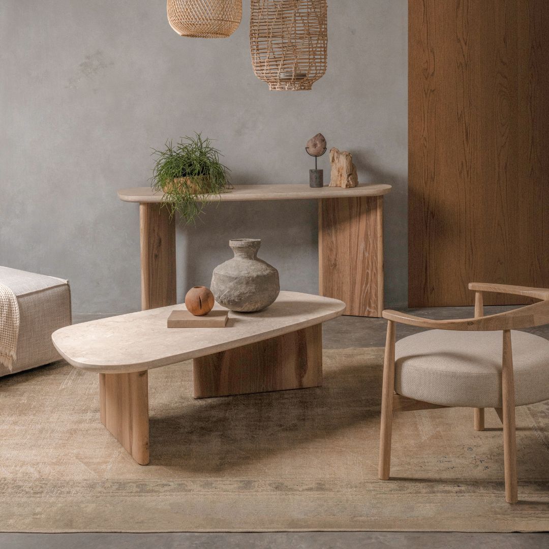 Montaro Coffee Table with Marble Top - Natural