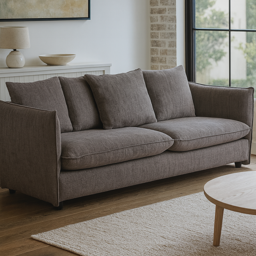 Camden 3 Seater Sofa Silver Fabric Upholstery