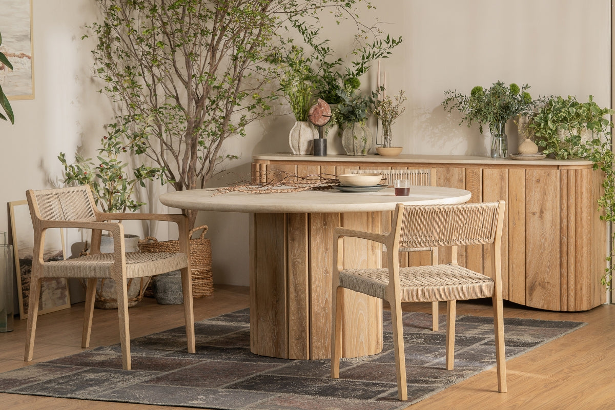 Calibre Round Dining Table with marble top