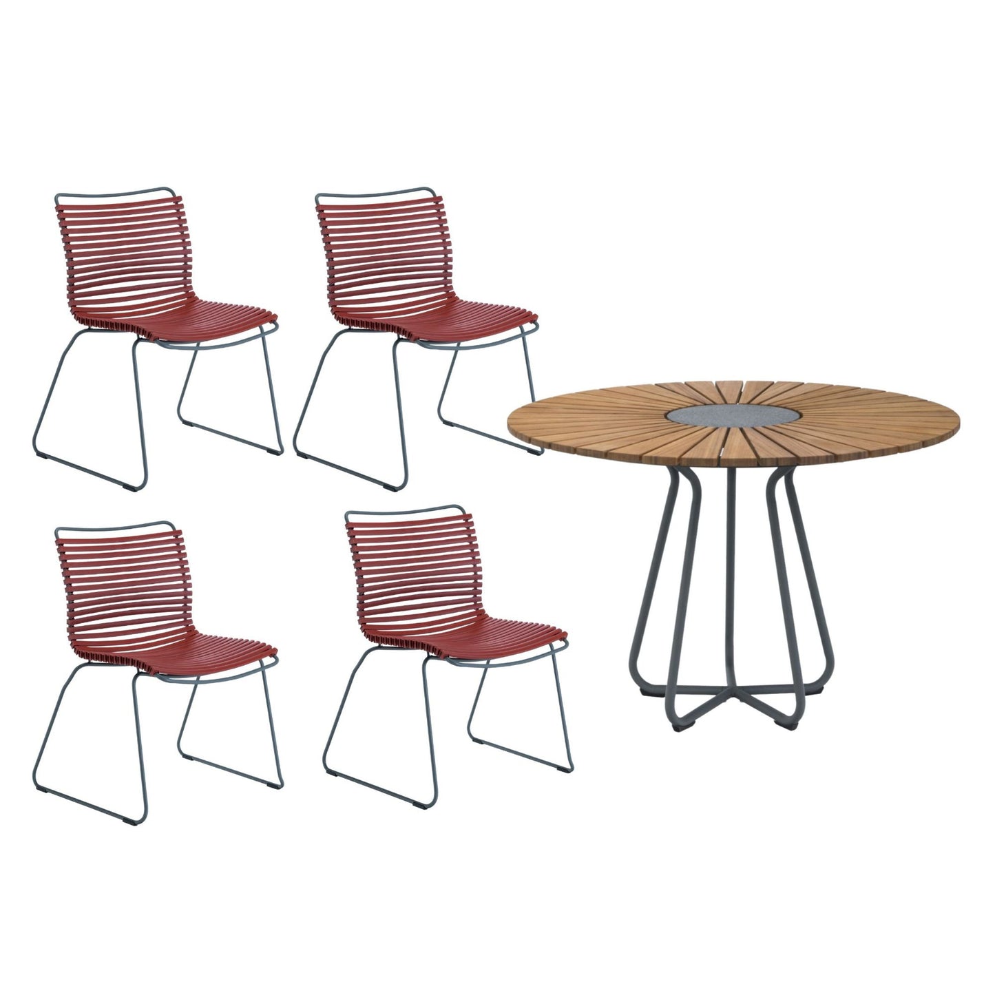 4 Seater Click & Circle Outdoor Dining Set - Paprika