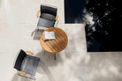 Outdoor seating with table and book