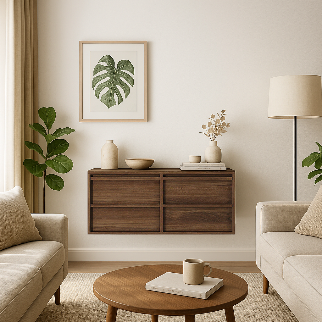 Aequilibris Floating Cabinet with 4 Drawers - FSC Teak