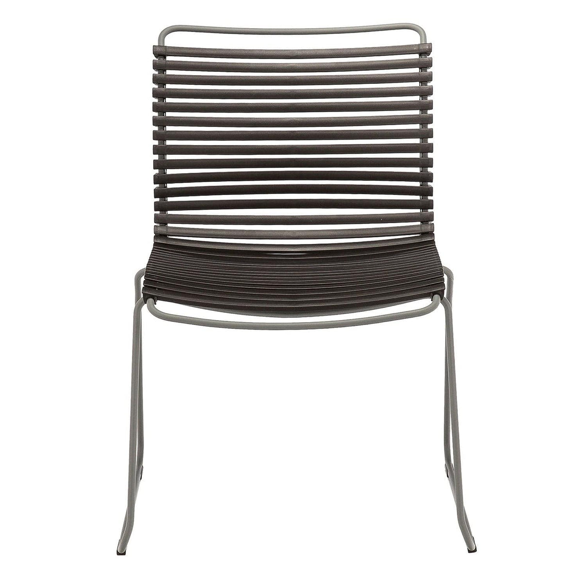 Black no-armrest chair with gray frame