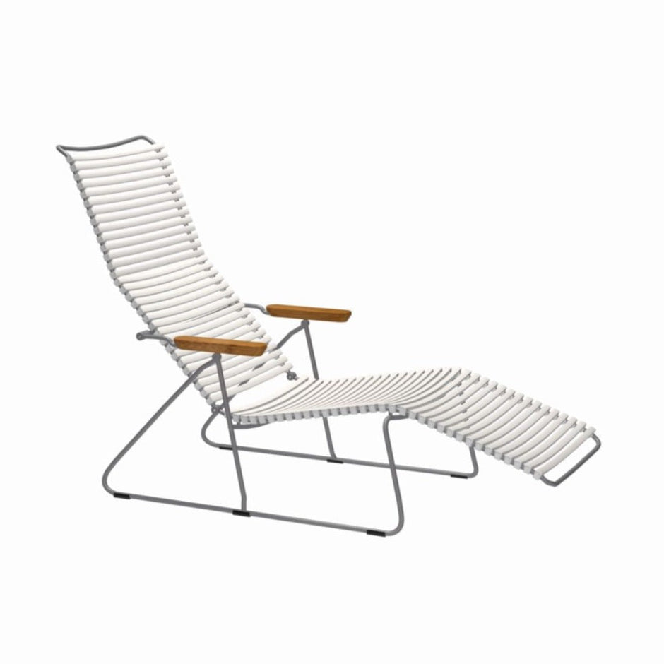 Click Sunlounger with Armrest- Muted White