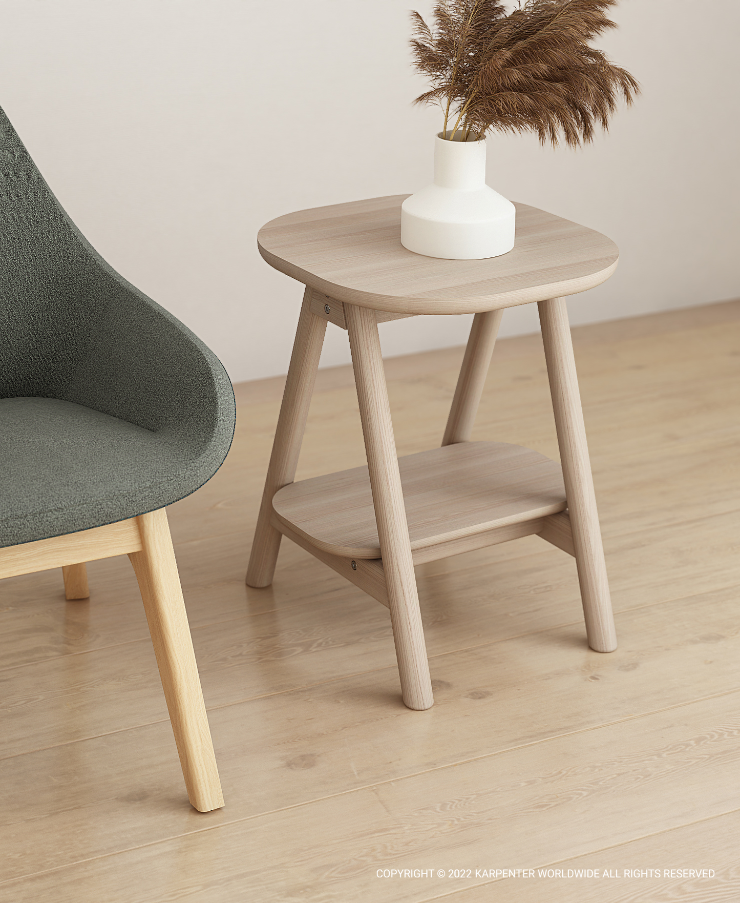 Curbus Rounded Side Table - White Ash