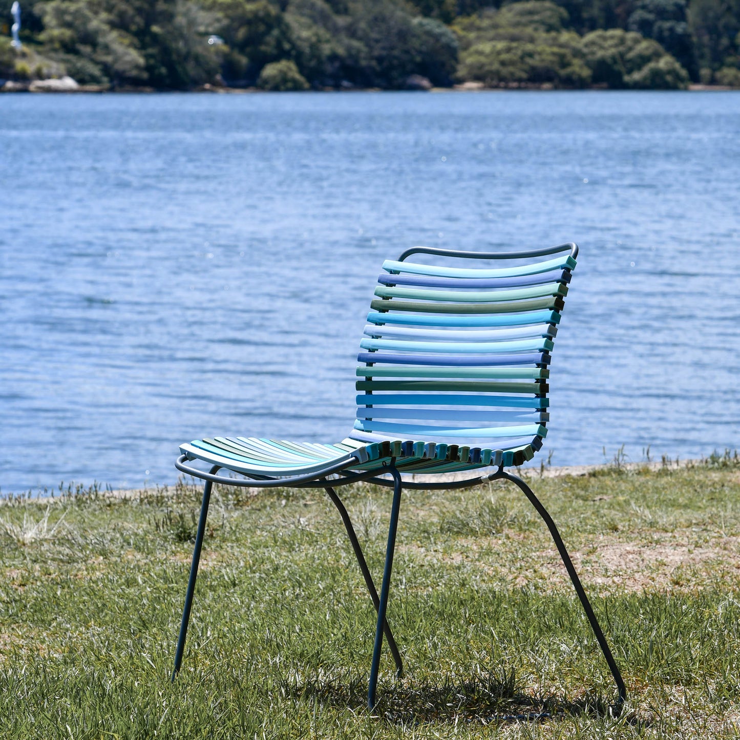 4 Seater Click & Circle Outdoor Dining Set - Blue Multi Stripe