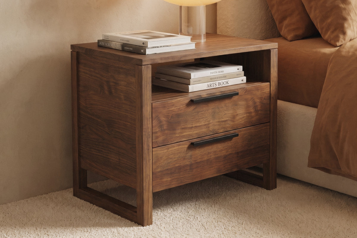 Larik 2 Drawer Bedside with Power Outlet - FSC Recycled Teak
