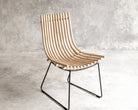 Modern wooden chair with black metal frame