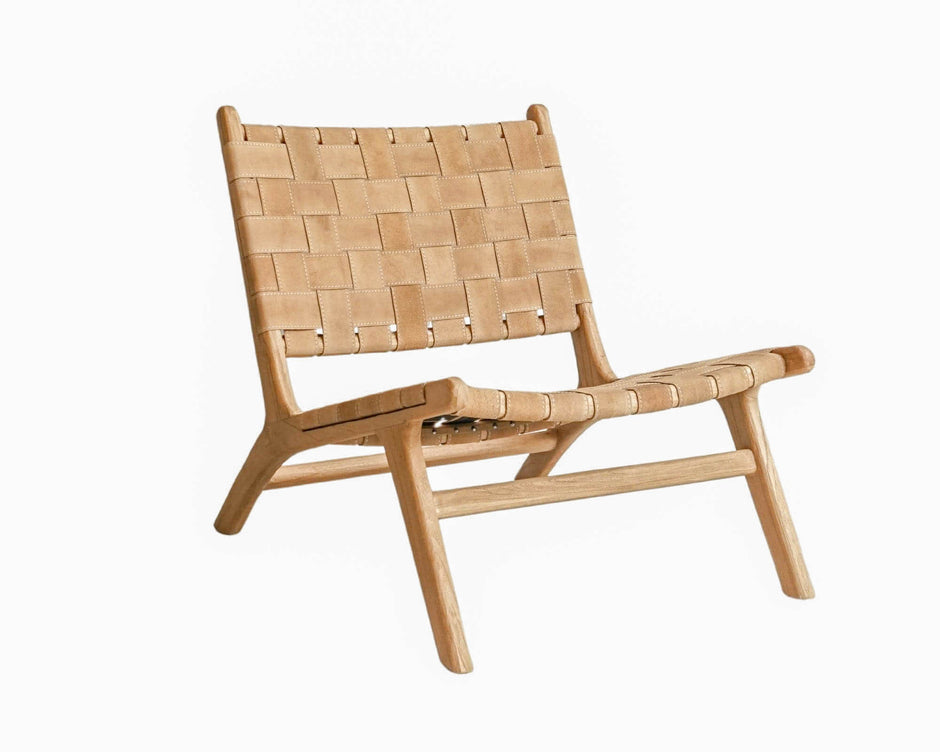 Strap Lounge Chair Light Brown Suede