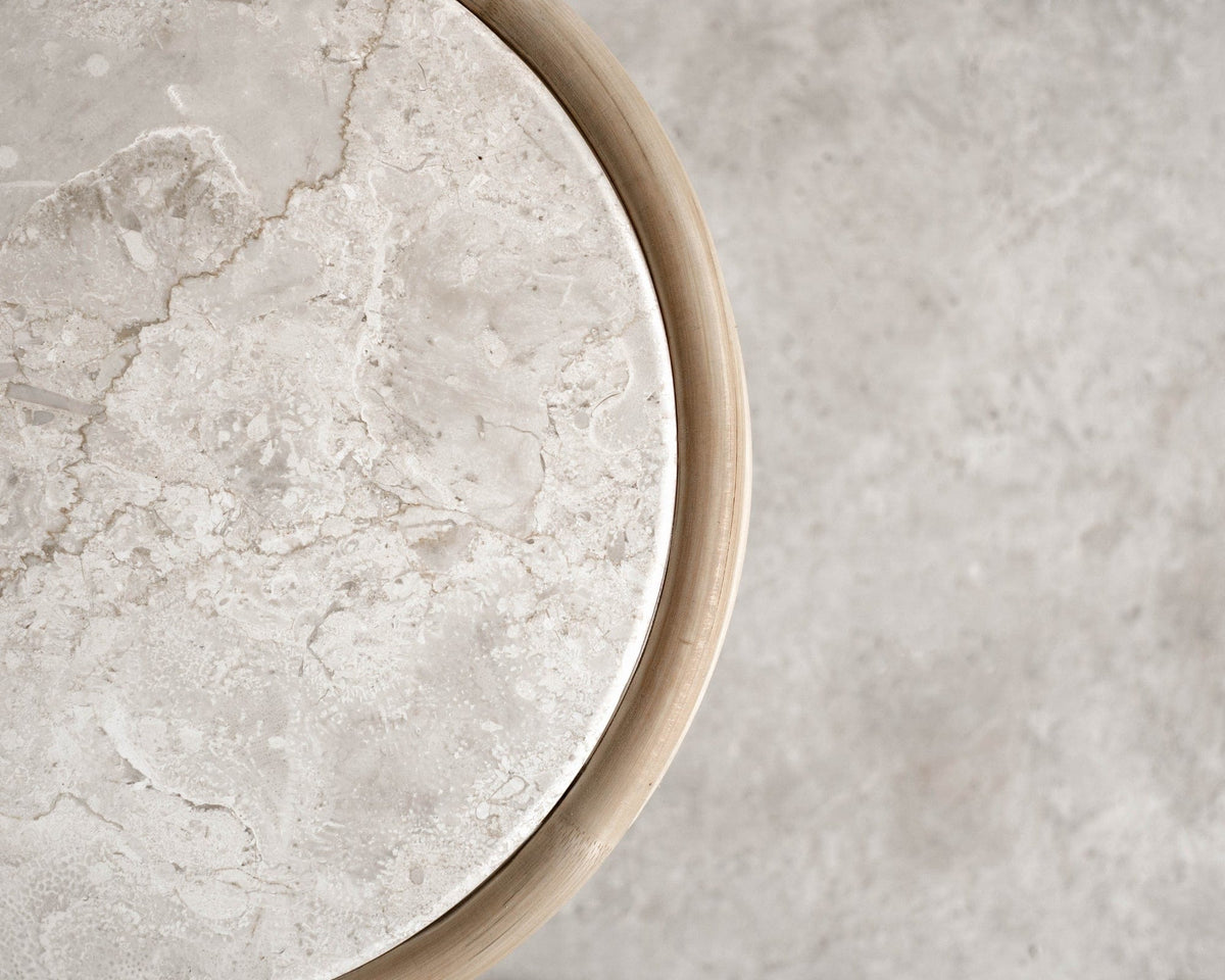 ELE114 table top with marble and wood detail