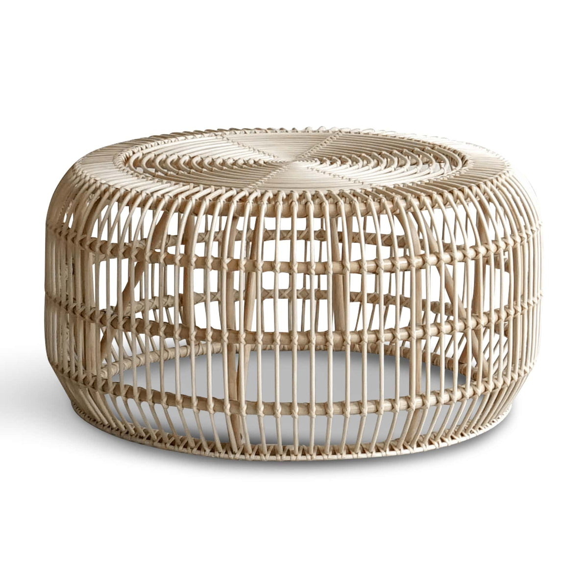 Round rattan coffee table