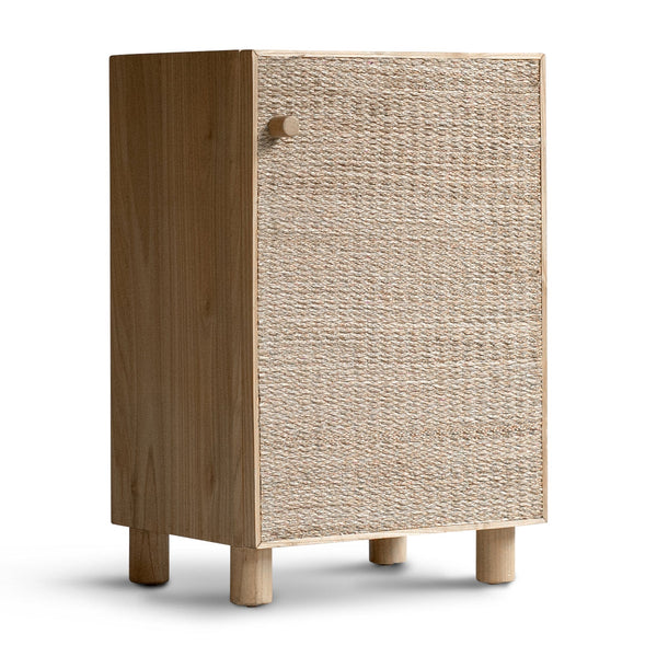 Wooden cabinet with woven door