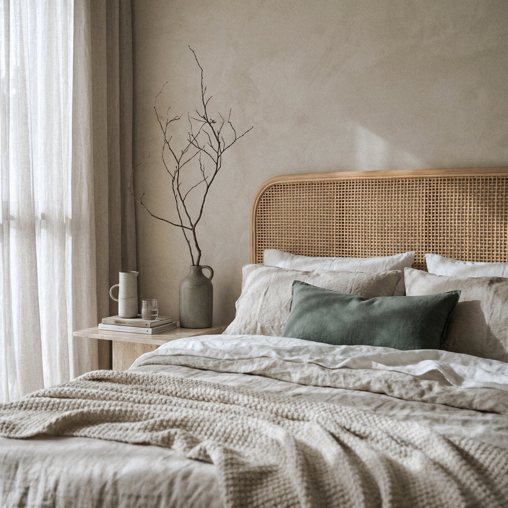 Mirage King Headboard in a bedroom setting.