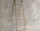 Decorative bamboo ladder leaning against a concrete wall (ELE127_1)