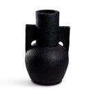 Black textured vase with handles