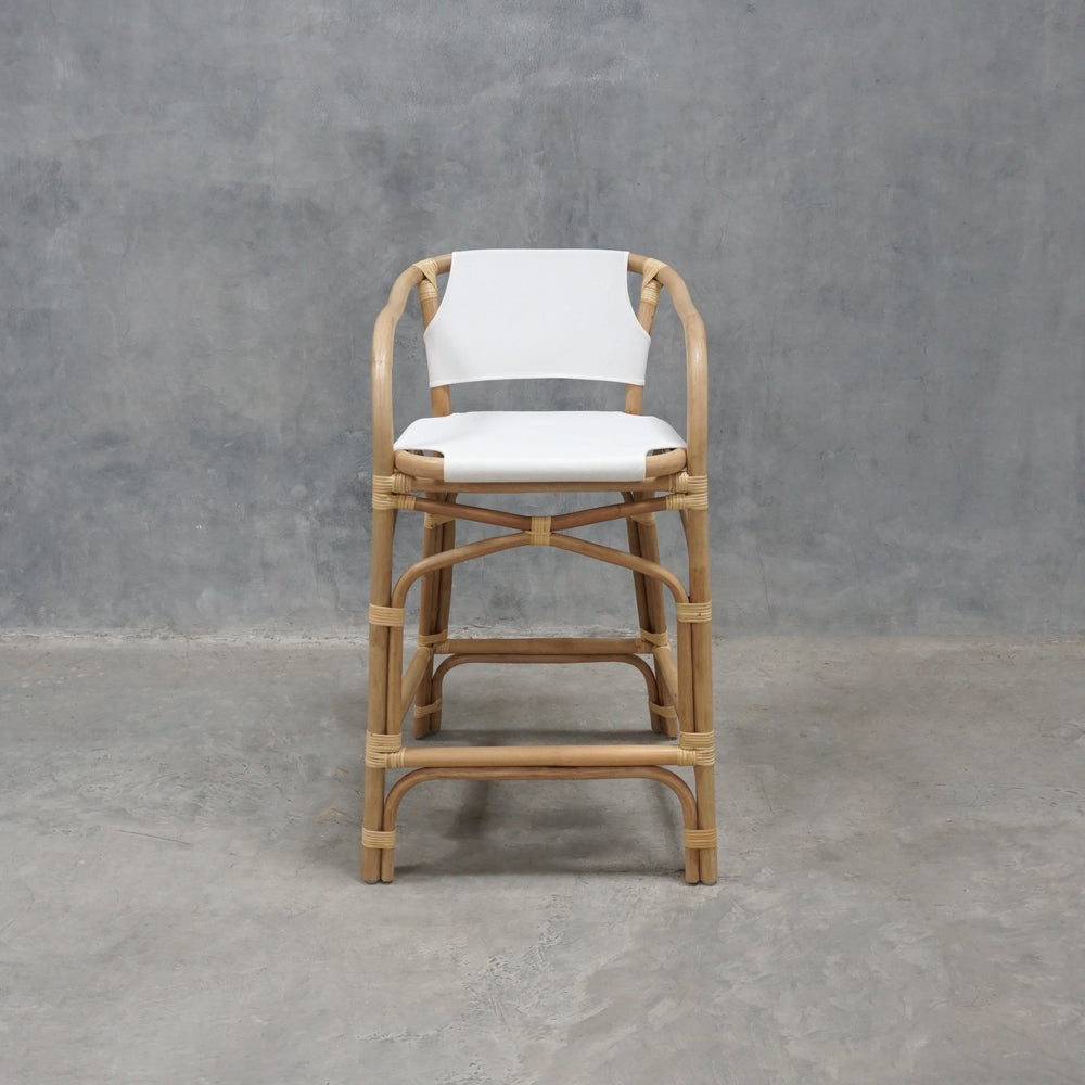 ELE153-1 Bamboo Bar Stool with White Seat