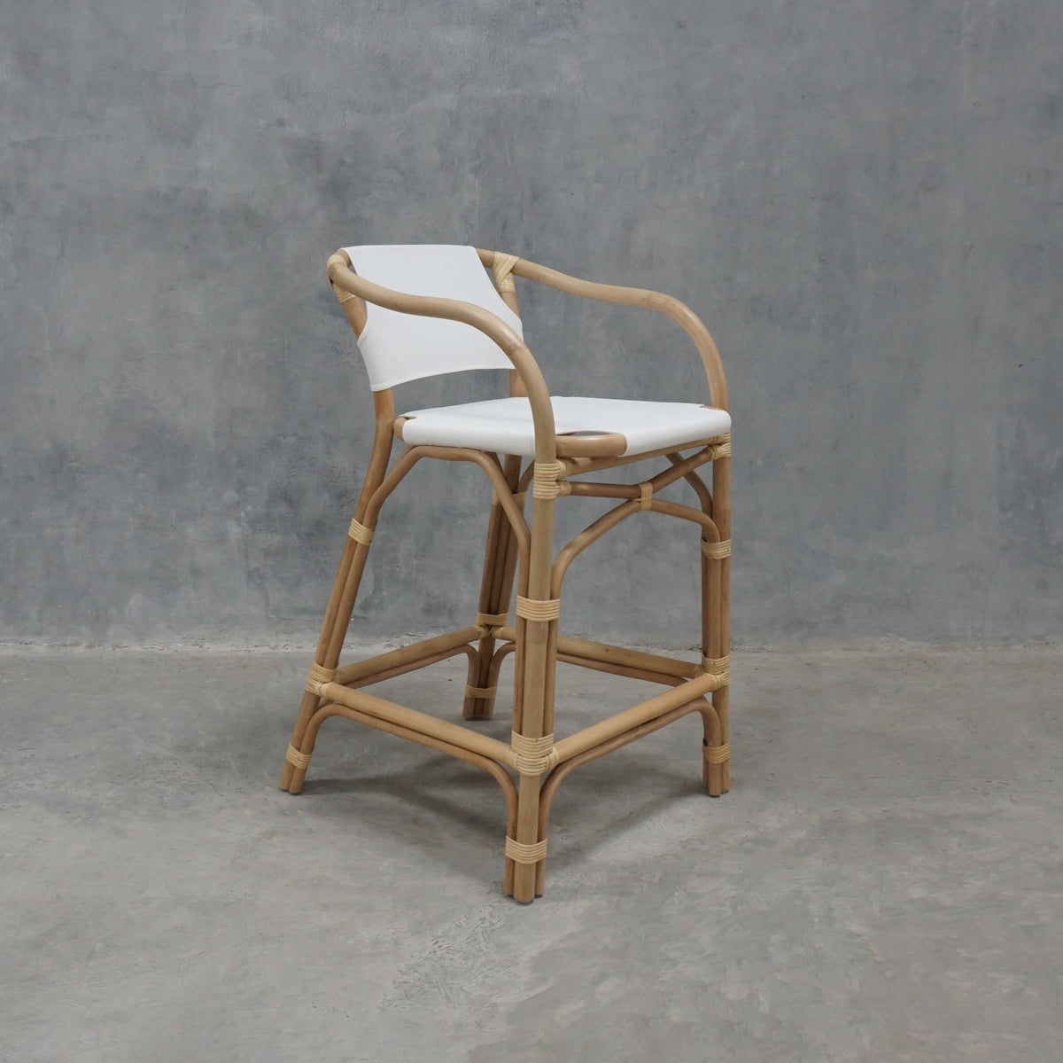 White rattan bar stool