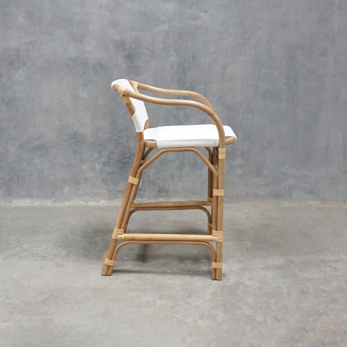 ELE153-3 Rattan Bar Stool with White Cushion