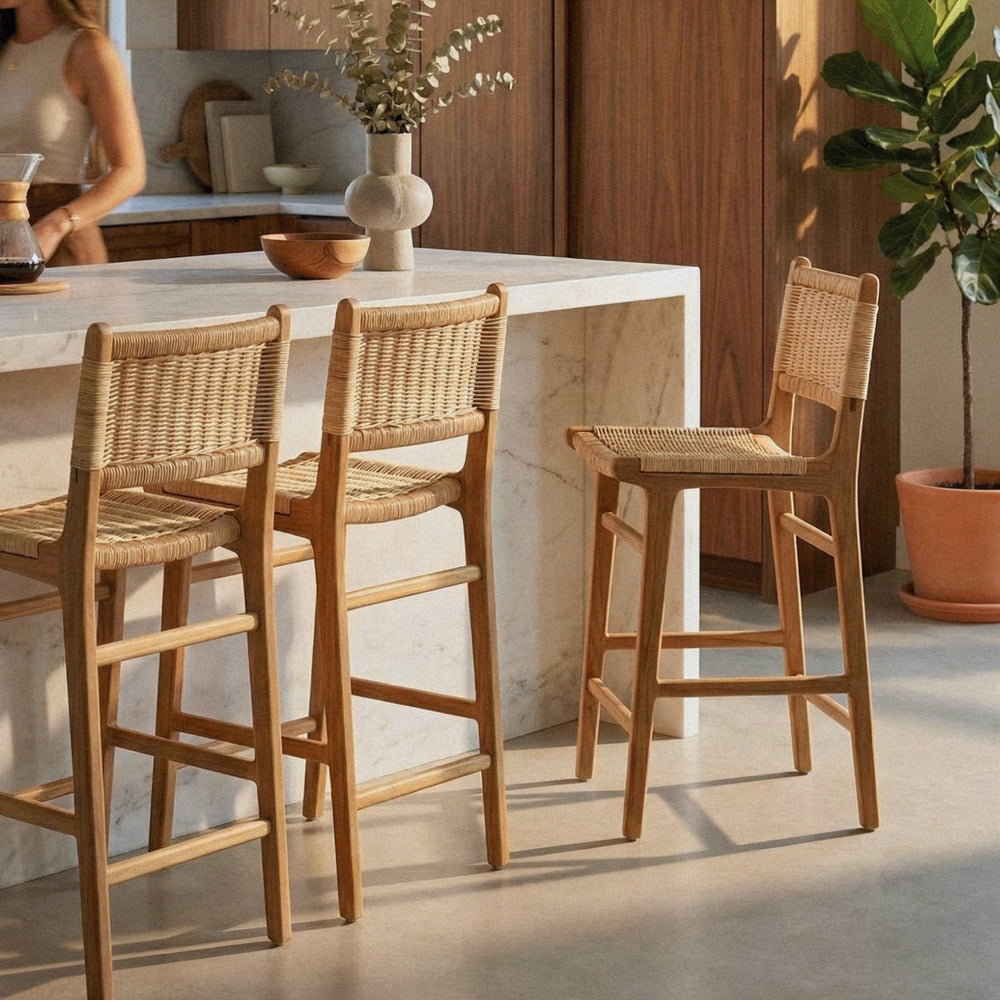 Husk Counter Chairs in a modern aesthetic kitchen setting.