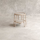 Rattan side table with glass top