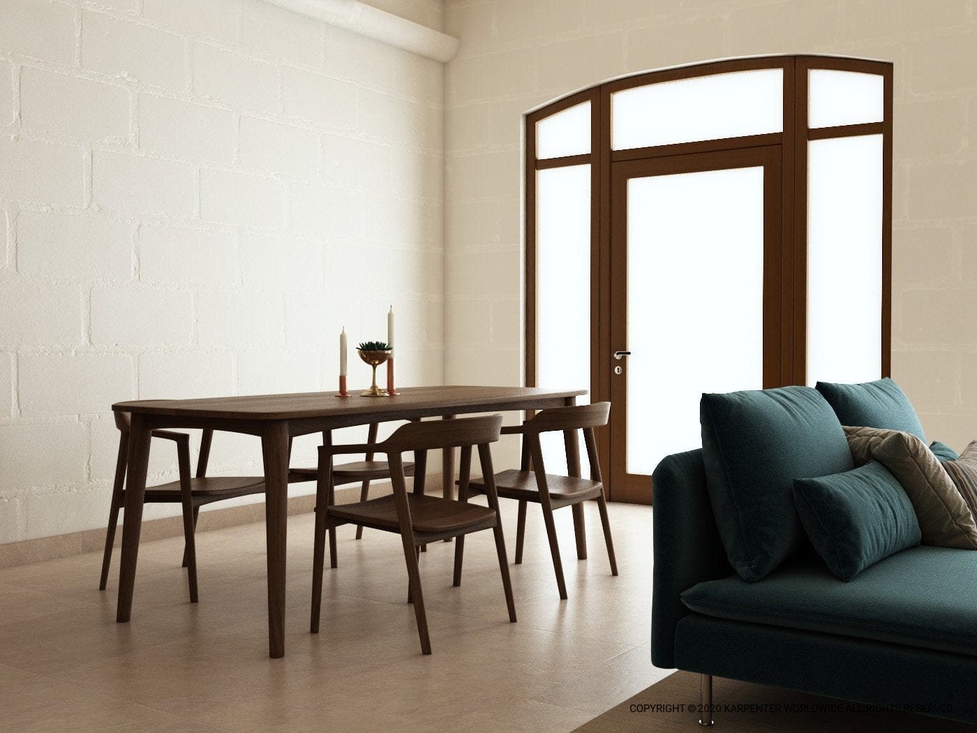 Grasshopper dining table and armchairs in modern room